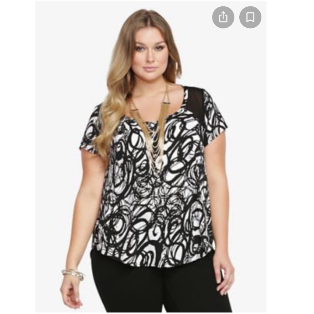 Torrid Abstract Print Colourblock blouse